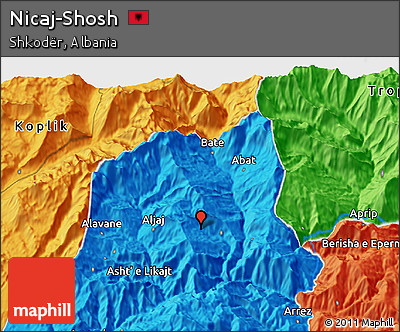 Political 3D Map of Nicaj-Shosh