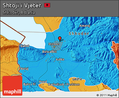 Political 3D Map of Shtoji I Vjetër