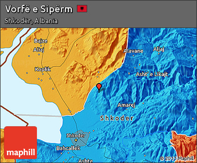 Political 3D Map of Vorfë E Sipërm