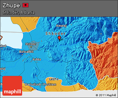 Political 3D Map of Zhupë