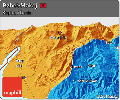 Political 3D Map of Bzhet-Makaj