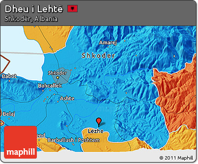 Political 3D Map of Dheu I Lehtë