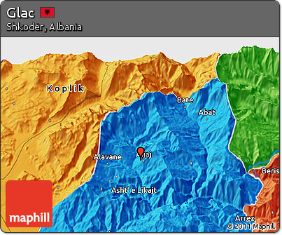 Political 3D Map of Glac