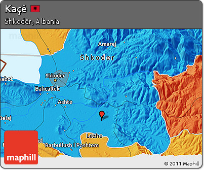 Political 3D Map of Kaçë