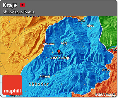 Political 3D Map of Krajë