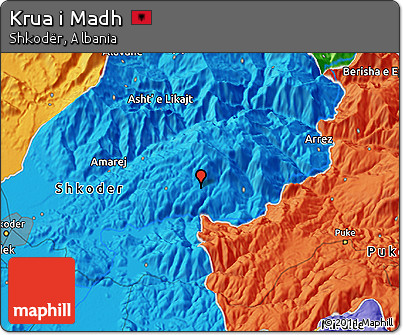 Political 3D Map of Krua I Madh