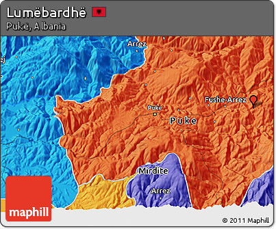 Political 3D Map of Lumëbardhë