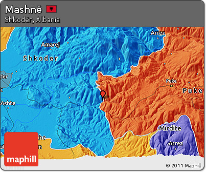 Political 3D Map of Mashnë