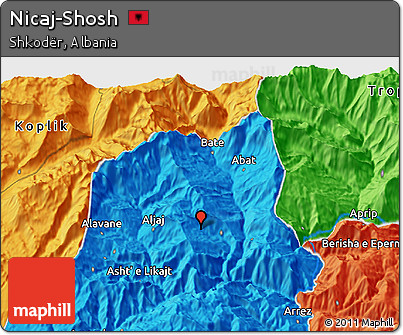 Political 3D Map of Nicaj-Shosh