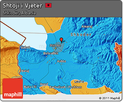 Political 3D Map of Shtoji I Vjetër