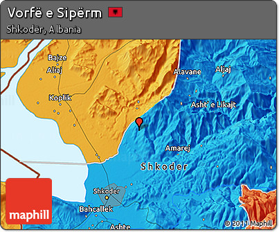 Political 3D Map of Vorfë E Sipërm