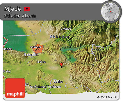 Satellite 3D Map of Mjedë