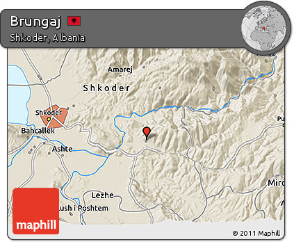 Shaded Relief 3D Map of Brungaj