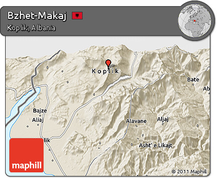 Shaded Relief 3D Map of Bzhet-Makaj