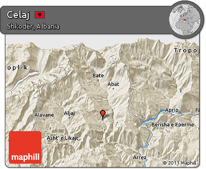 Shaded Relief 3D Map of Celaj
