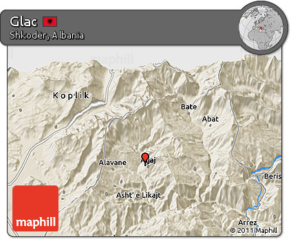 Shaded Relief 3D Map of Glac