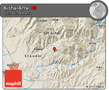 Shaded Relief 3D Map of Kishë-Arrë