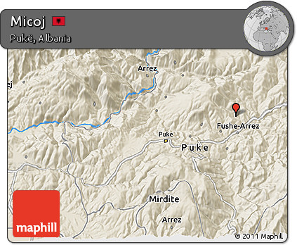 Shaded Relief 3D Map of Micoj