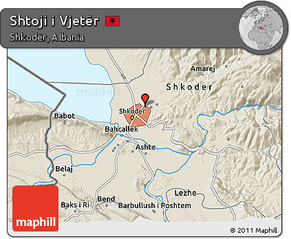 Shaded Relief 3D Map of Shtoji I Vjetër