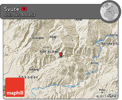Shaded Relief 3D Map of Svutë