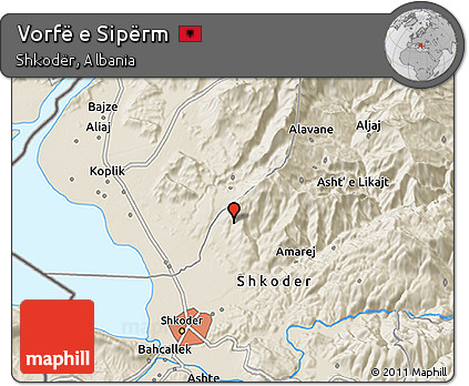 Shaded Relief 3D Map of Vorfë E Sipërm