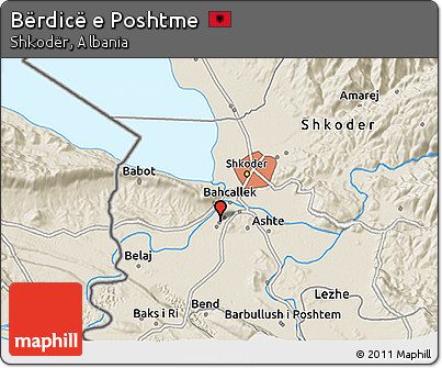 Shaded Relief 3D Map of Bërdicë E Poshtme