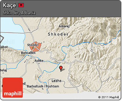 Shaded Relief 3D Map of Kaçë