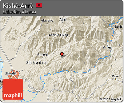 Shaded Relief 3D Map of Kishë-Arrë