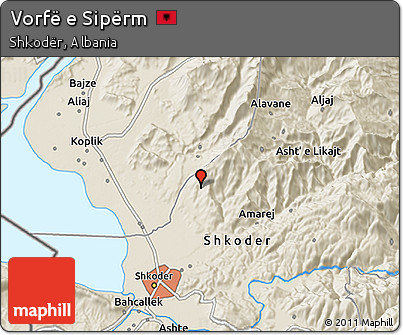 Shaded Relief 3D Map of Vorfë E Sipërm