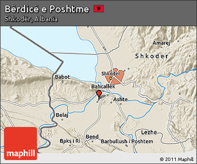 Shaded Relief 3D Map of Bërdicë E Poshtme