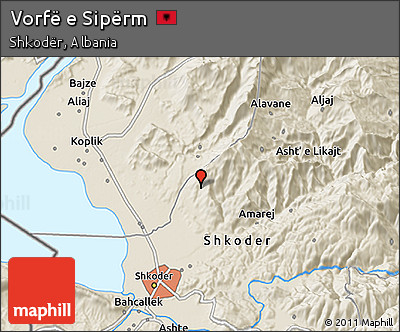 Shaded Relief 3D Map of Vorfë E Sipërm