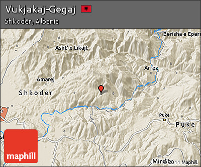Shaded Relief 3D Map of Vukjakaj-Gegaj