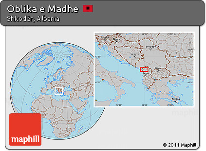 Gray Location Map of Oblika E Madhe