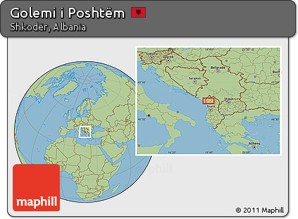 Savanna Style Location Map of Golemi I Poshtëm