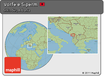 Savanna Style Location Map of Vorfë E Sipërm