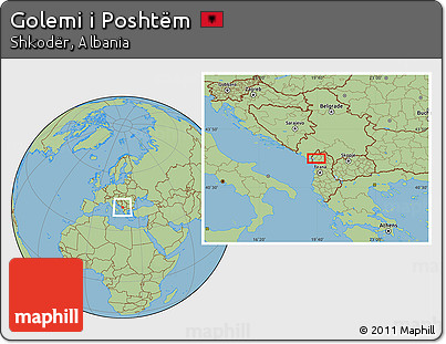 Savanna Style Location Map of Golemi I Poshtëm