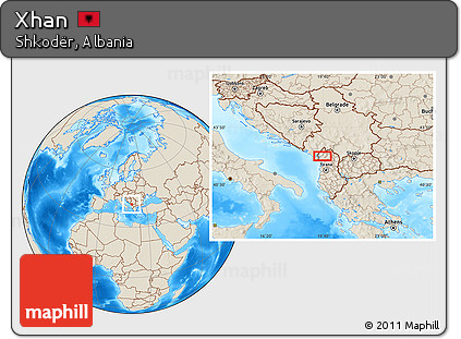 Shaded Relief Location Map of Xhan