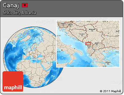 Shaded Relief Location Map of Canaj