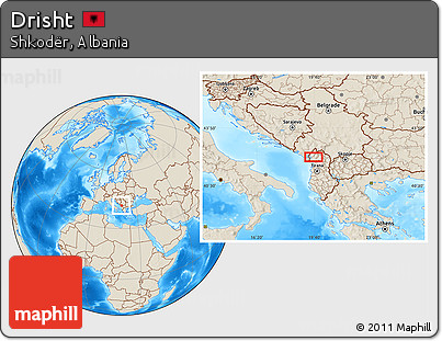 Shaded Relief Location Map of Drisht