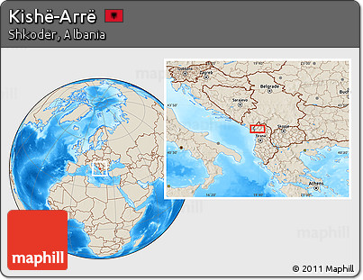 Shaded Relief Location Map of Kishë-Arrë