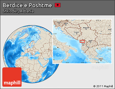 Shaded Relief Location Map of Bërdicë E Poshtme