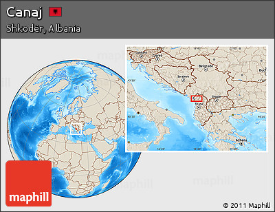 Shaded Relief Location Map of Canaj