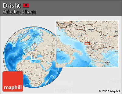 Shaded Relief Location Map of Drisht