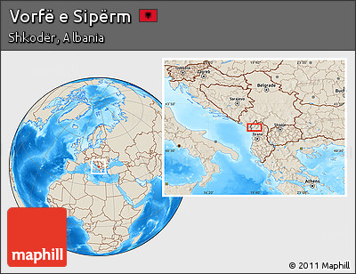 Shaded Relief Location Map of Vorfë E Sipërm
