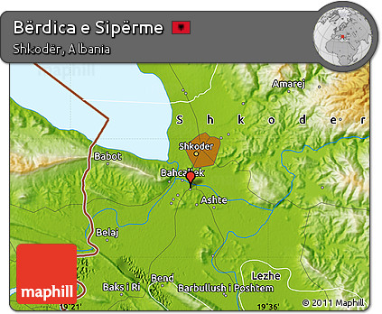 Physical Map of Bërdica E Sipërme