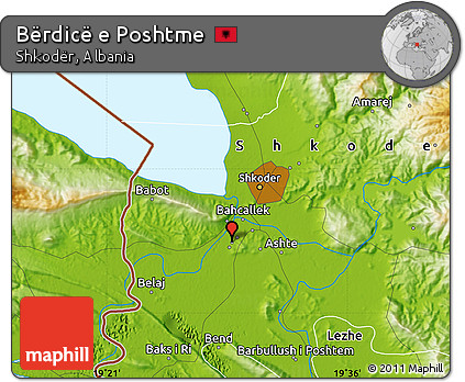 Physical Map of Bërdicë E Poshtme