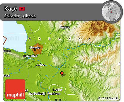 Physical Map of Kaçë