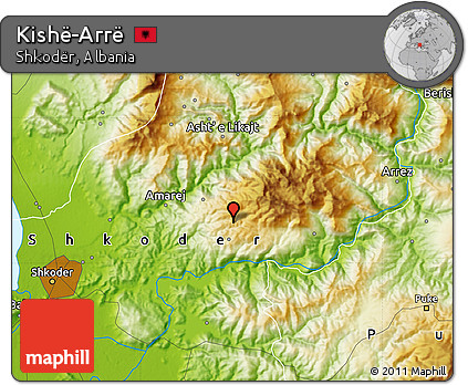 Physical Map of Kishë-Arrë