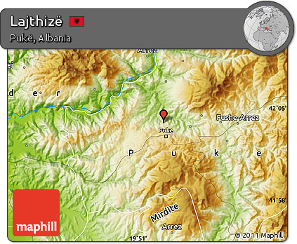 Physical Map of Lajthizë
