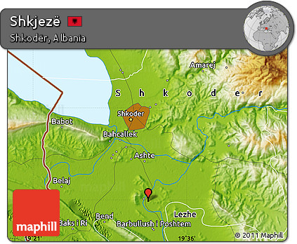 Physical Map of Shkjezë